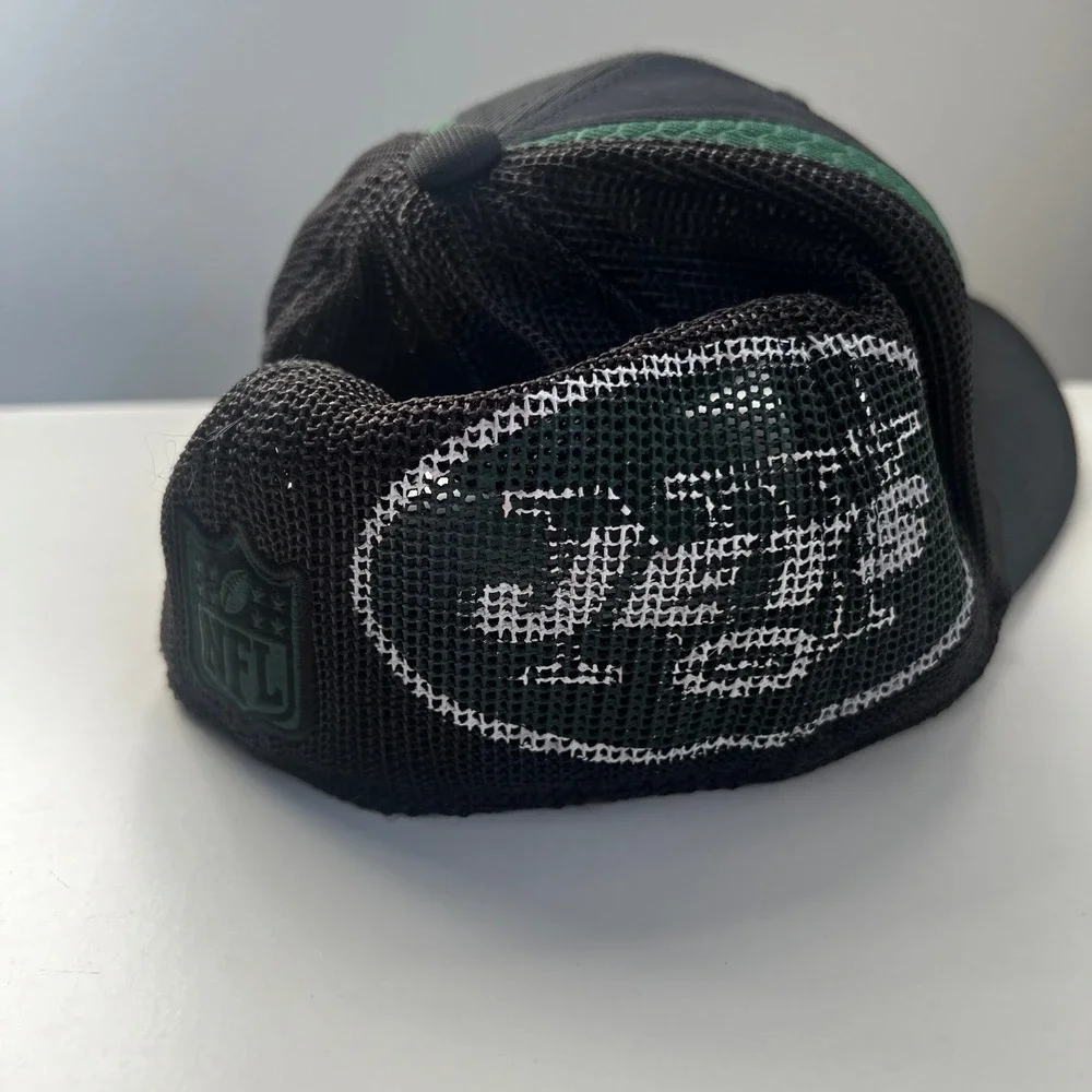 Reebok New York Jets NFL Trucker Hat Black Green Mesh Back Cap
